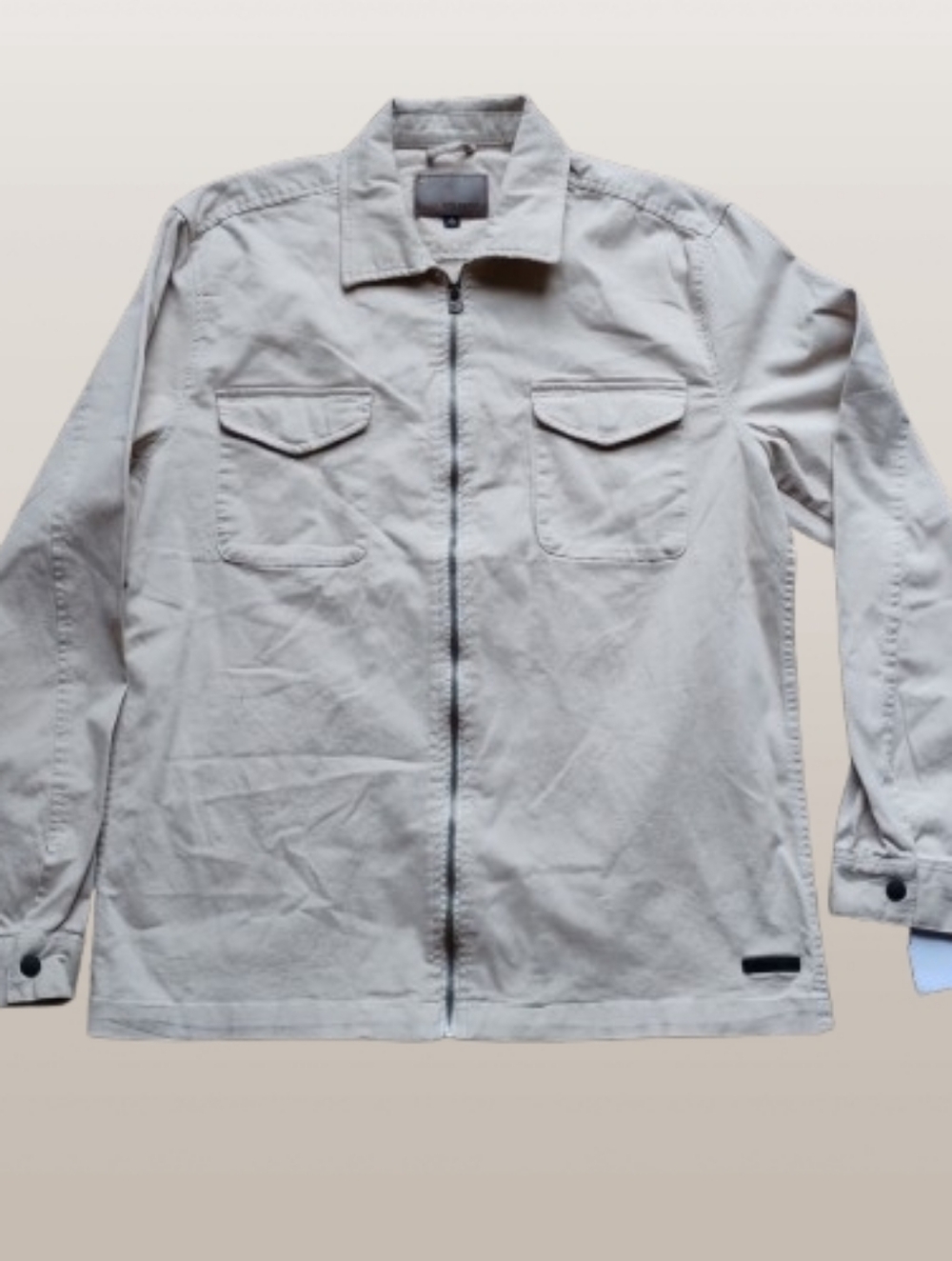 New Civil Society Utility Jacket Beige Zip Front Chest Pockets